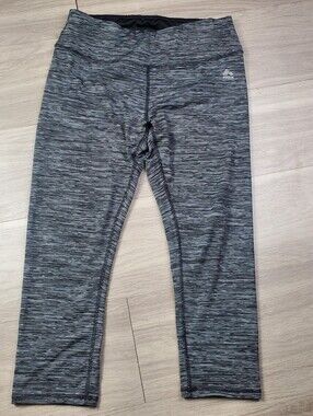 RBX Space Dye Capri Leggings Gray Black Workout Yoga Activewear Size M